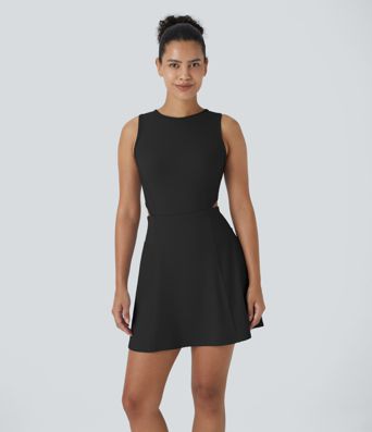 Backless Buckle Tieback 2-in-1 Pocket Dance Active Dress