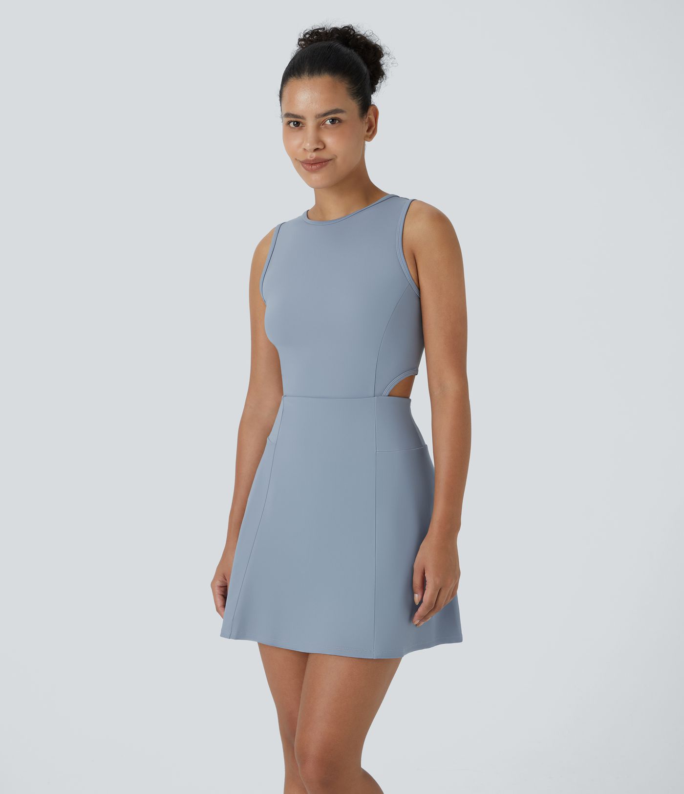 Ärmelloses Rückenband mit Rundhalsausschnitt, rückenfreies 2-in-1-Kleid