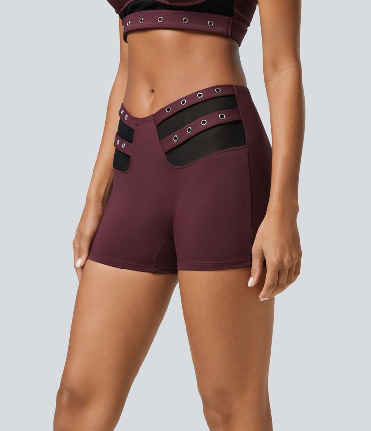 Softlyzero™ Airy Mid Rise V Shaped Contrast Mesh Cool Touch Casual Biker Shorts 3''-UPF50+