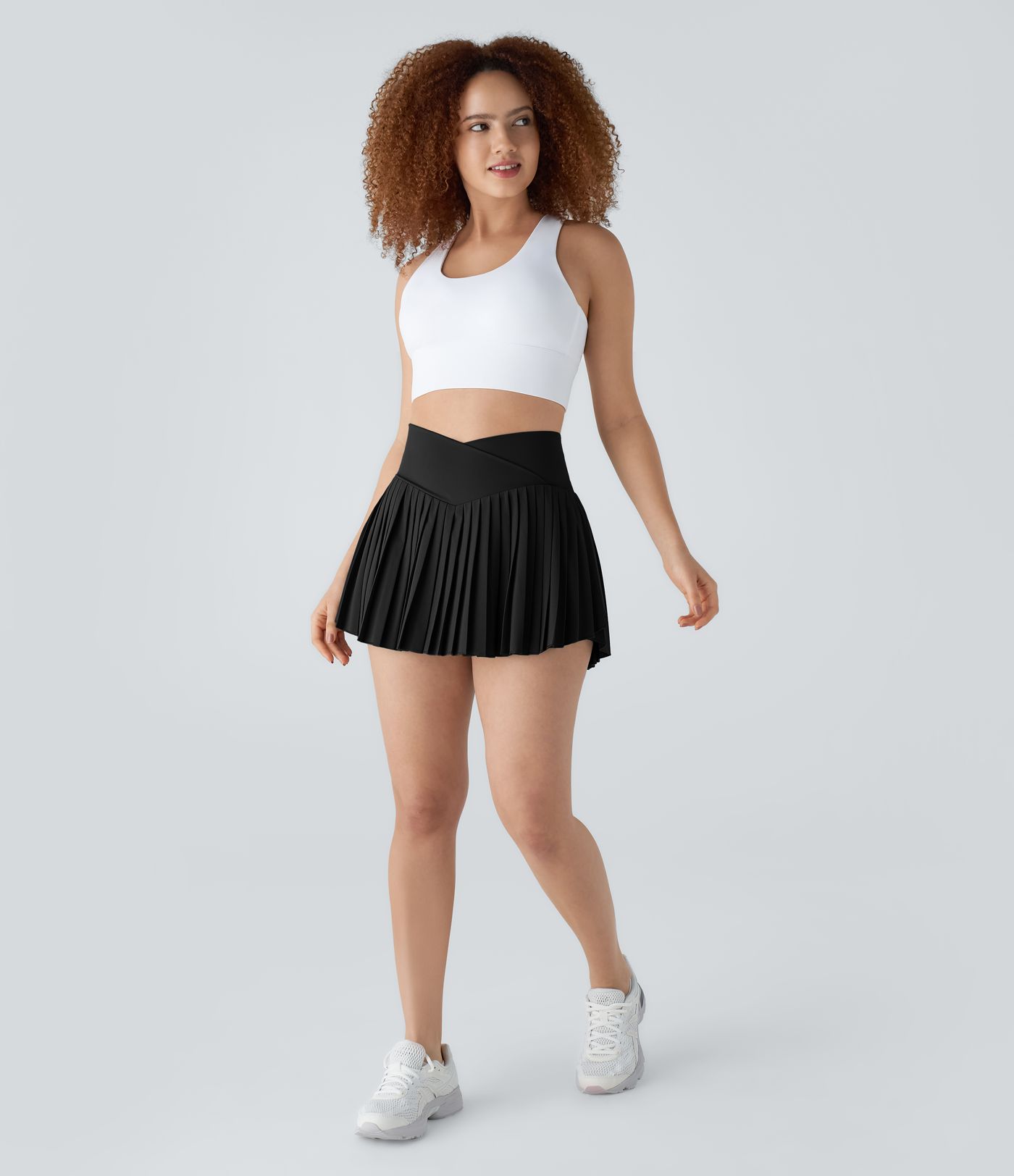 Breezeful™ High Waist Crossover Ruched 2-in-1 Side Pocket Mini Quick Dry Tennis Skirt