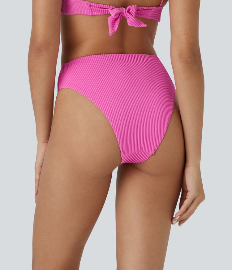 Bañador con braguita de bikini de tiro medio y canalé