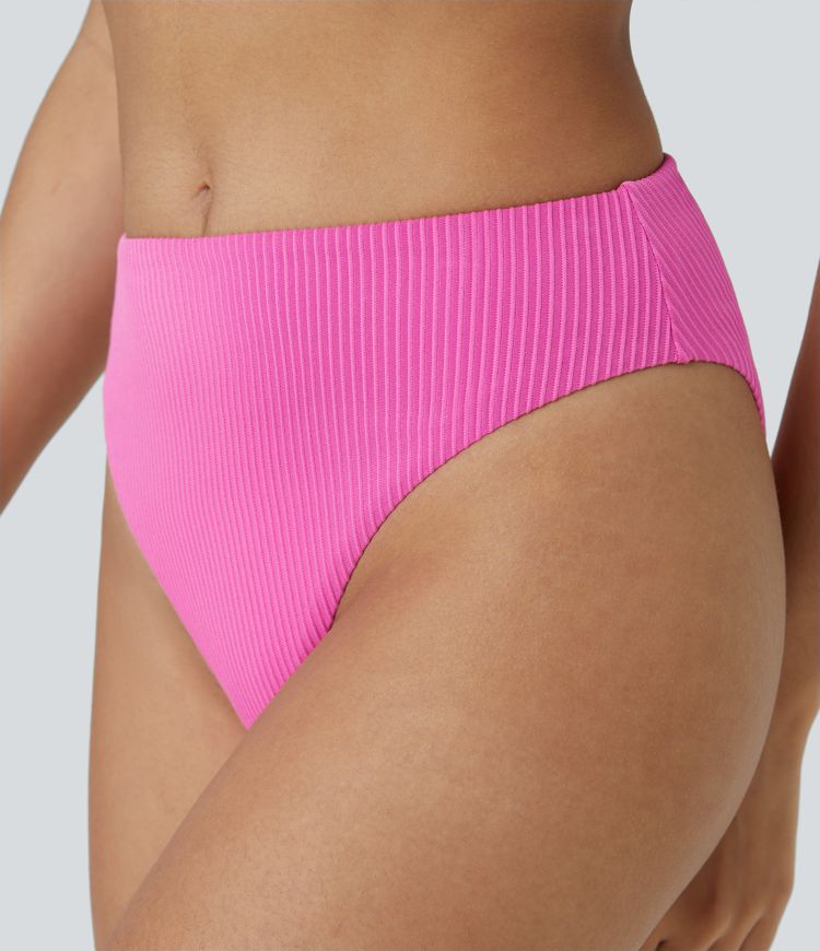 Bañador con braguita de bikini de tiro medio y canalé