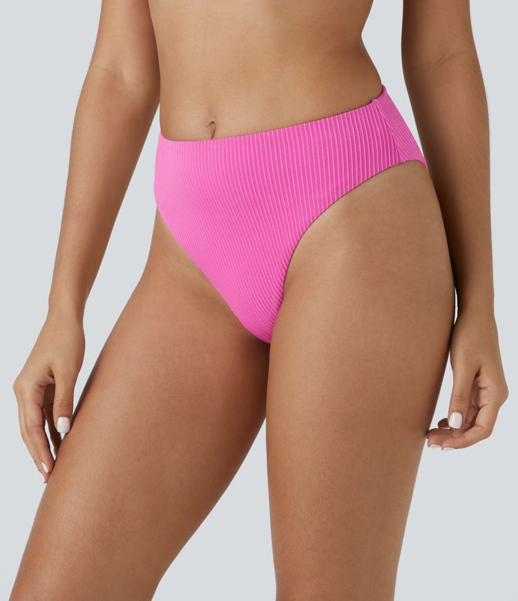 Bañador con braguita de bikini de tiro medio y canalé