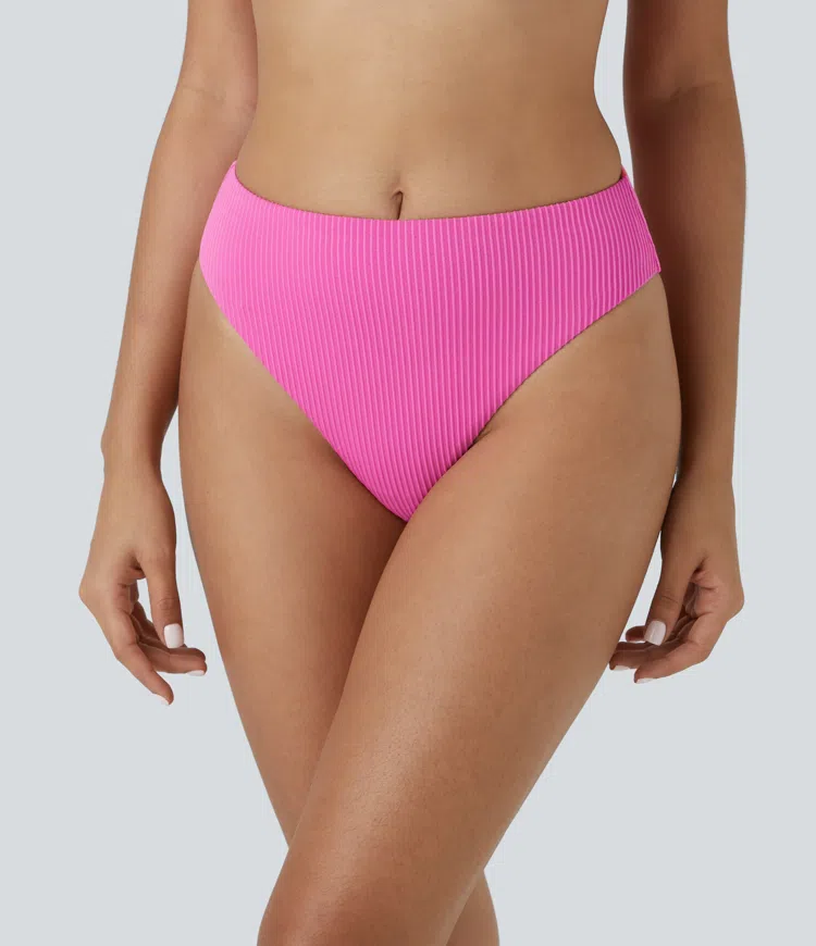 Ribbed Mid Rise Bikini Bottom Swimsuit