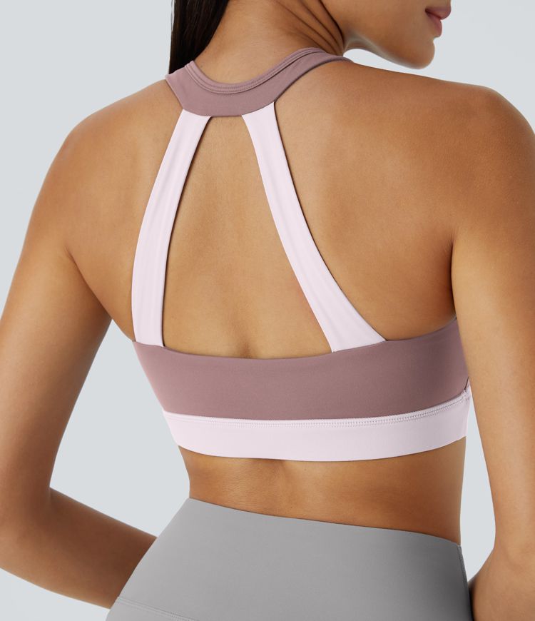 SoftlyZero™ Plush Low Support Ruched Color Block Yoga Sports Bra