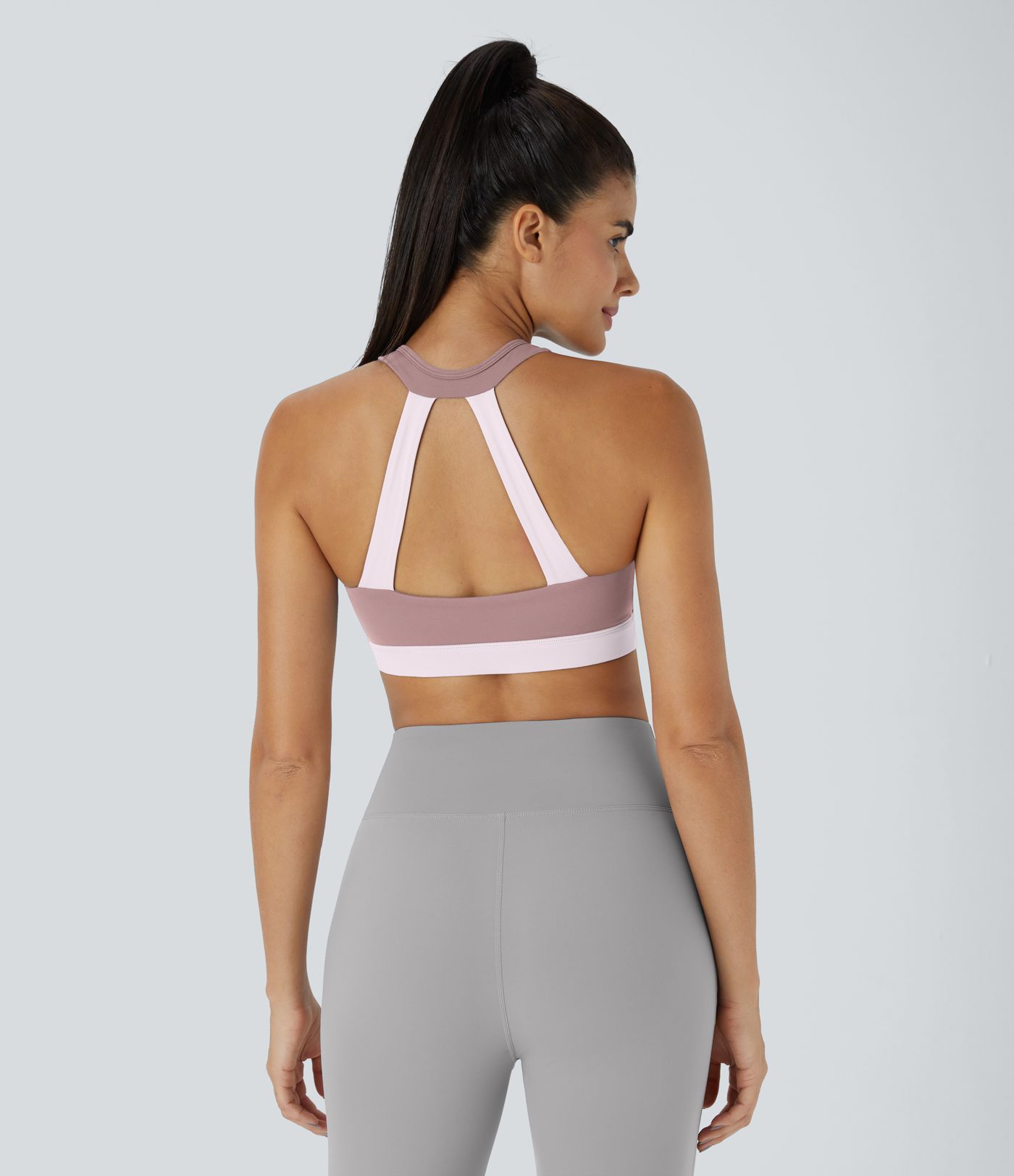 SoftlyZero™ Plush Low Support Ruched Color Block Yoga Sports Bra