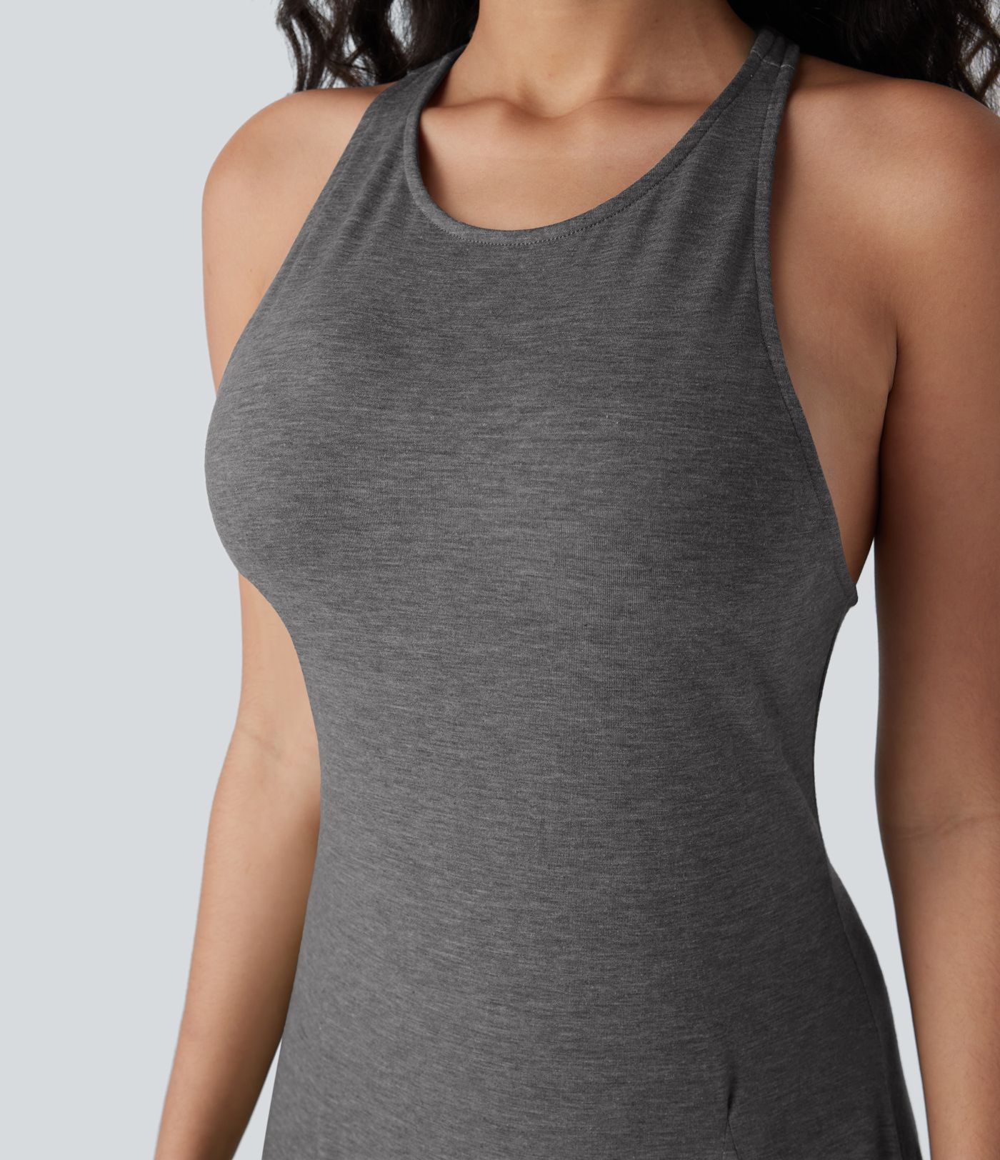 Sleeveless backless racerback flowy maxi casual dress