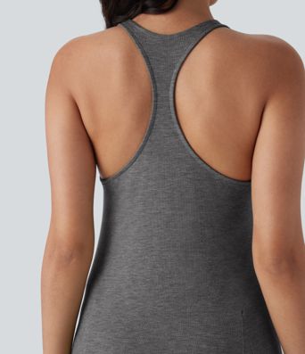 Sleeveless backless racerback flowy maxi casual dress