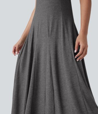 Sleeveless backless racerback flowy maxi casual dress