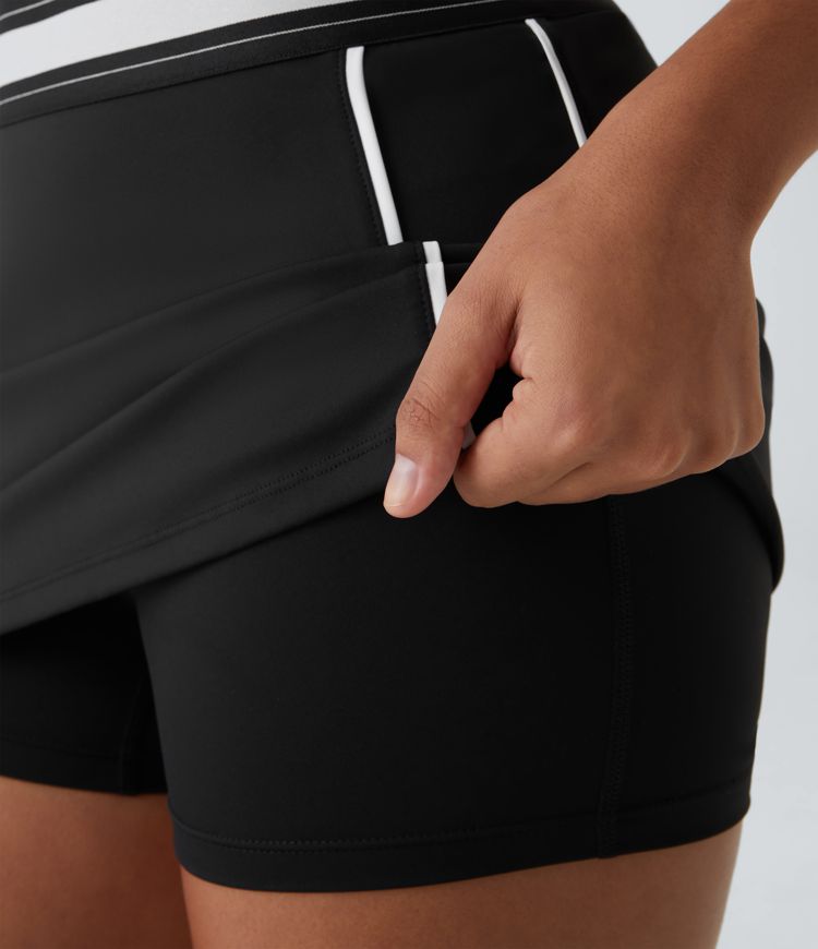 Minifalda tenis Softlyzero™ Airy tacto fresco ajustada 2 en 1 bloque color tiro alto