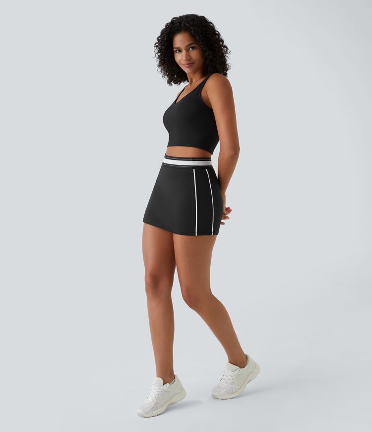 Minifalda tenis Softlyzero™ Airy tacto fresco ajustada 2 en 1 bloque color tiro alto