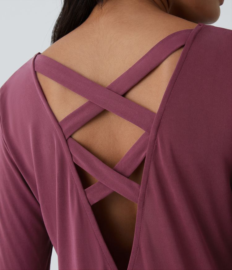 Backless Cross-Cutout Thumbhole Yoga Sports Top