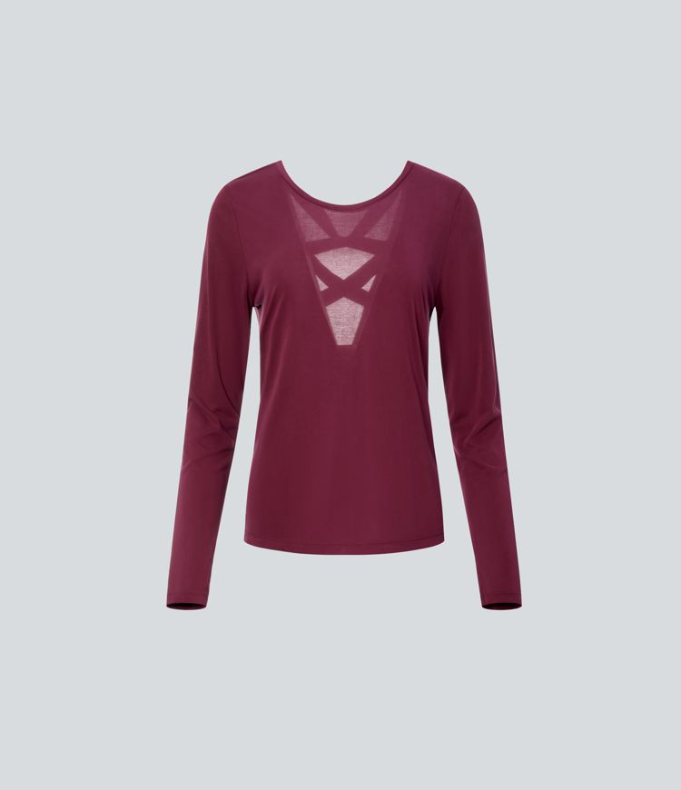 Backless Cross-Cutout Thumbhole Yoga Sports Top