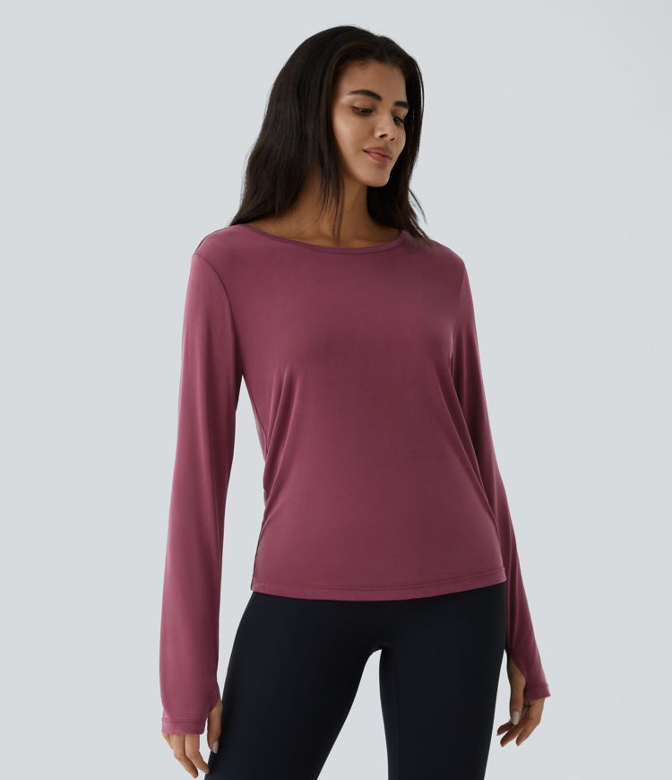Backless Cross-Cutout Thumbhole Yoga Sports Top