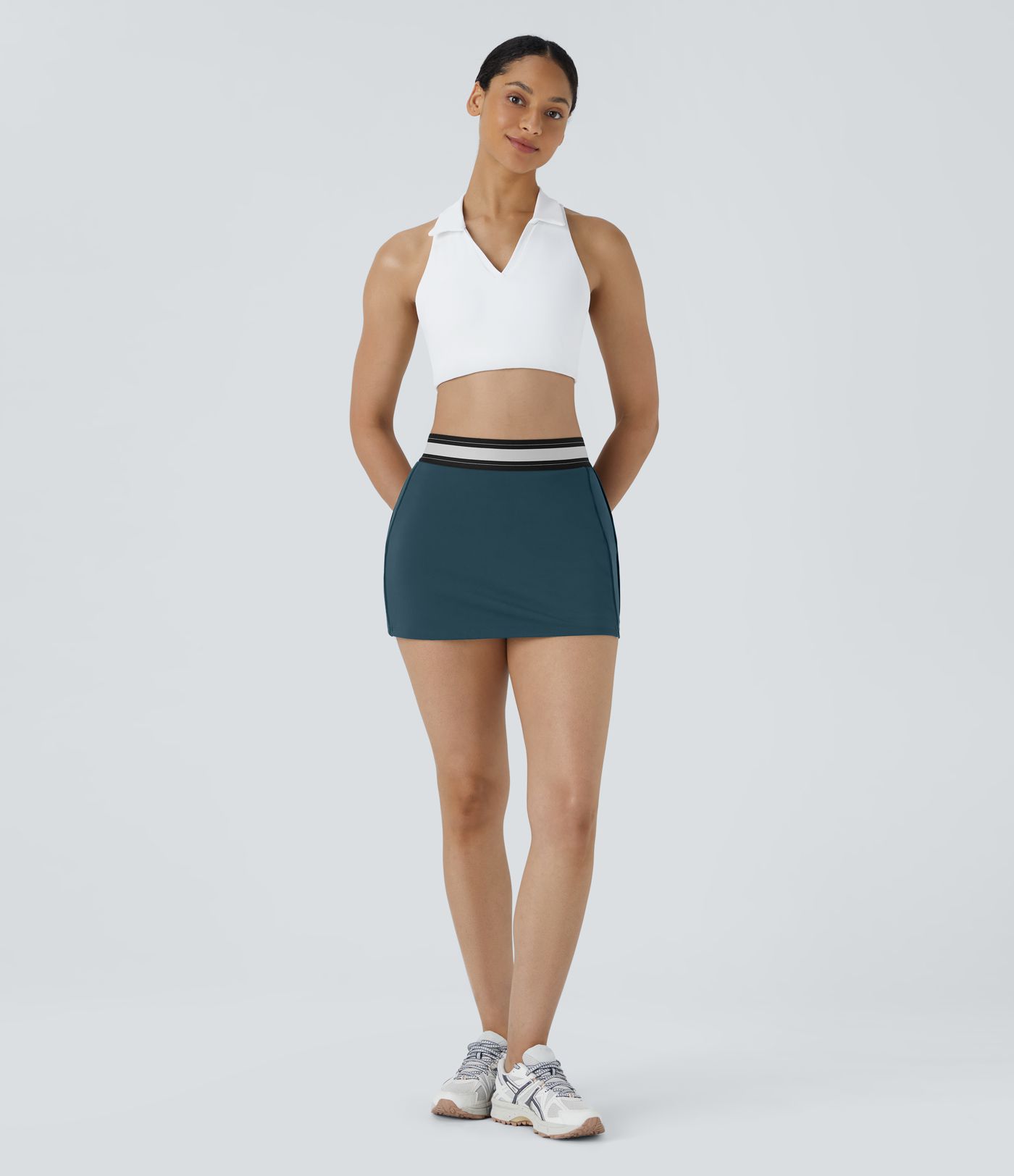 Minifalda tenis Softlyzero™ Airy tacto fresco ajustada 2 en 1 bloque color tiro alto