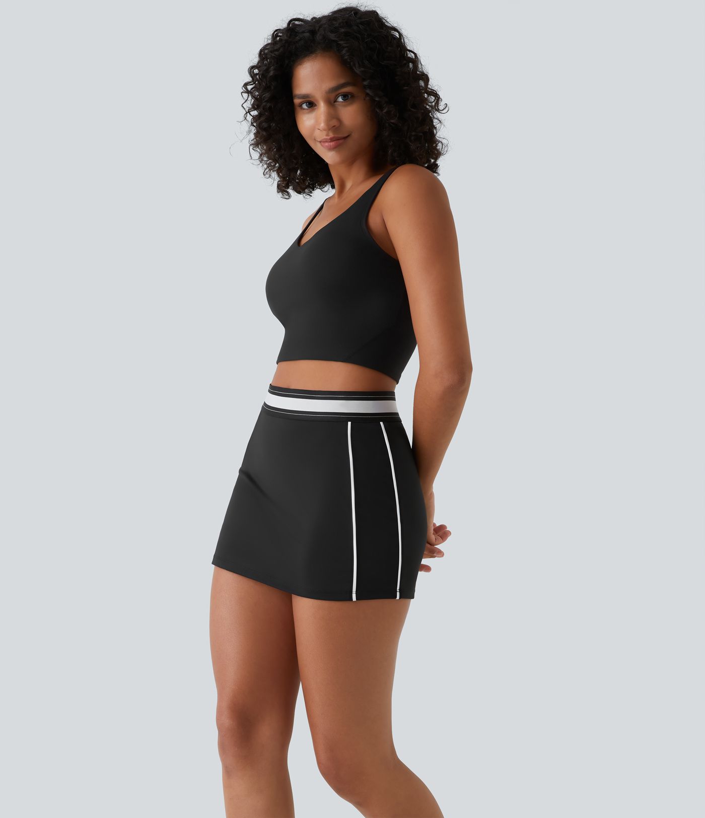 Softlyzero™ Airy High Waisted 2-in-1 Bodycon Color Block Micro Mini Cool Touch Tennis Skirt-UPF50+