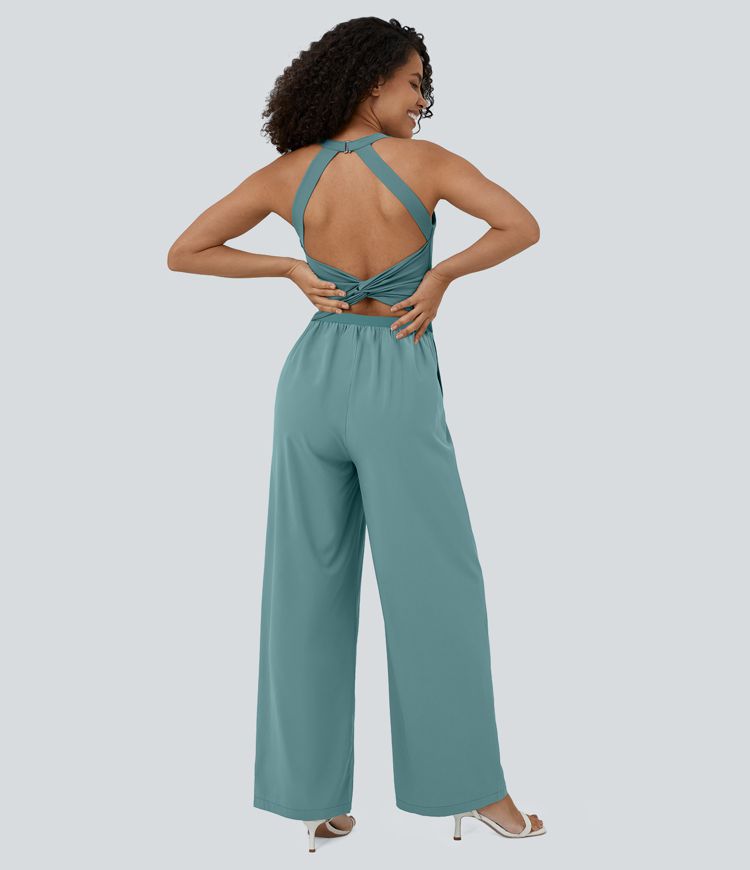 Breezeful™ Cut Out Sleeveless Pocket Flowy Quick Dry Yoga Jumpsuit