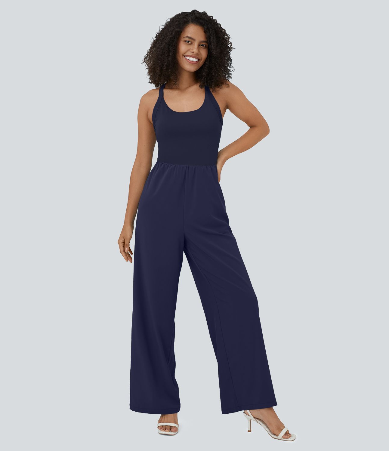 Mono Breezeful™ yoga secado rápido fluido bolsillo lateral sin mangas retorcido cut out sin espalda Mono Breezeful™ yoga secado rápido fluido bolsillo lateral sin mangas retorcido cut out sin espalda