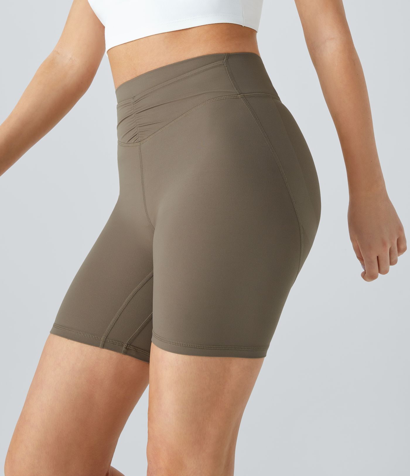 Halara UltraSculpt™ High Waist Front Pocket Wrinkle Detail Hip Lifting Training Biker Capris 7/8