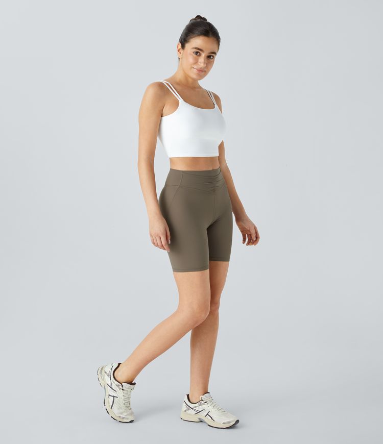 Halara UltraSculpt™ High Waist Front Pocket Wrinkle Detail Hip Lifting Training Biker Capris 7/8