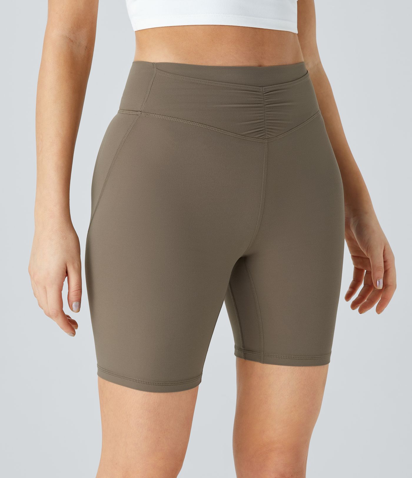 Halara UltraSculpt™ High Waist Front Pocket Wrinkle Detail Hip Lifting Training Biker Capris 7/8