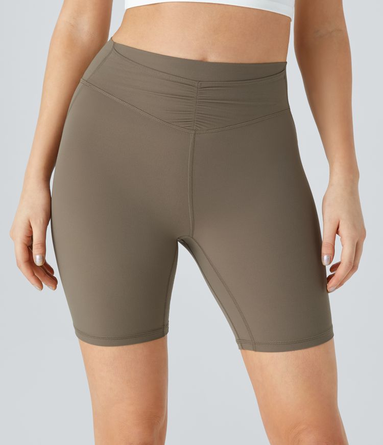 Halara UltraSculpt™ High Waist Front Pocket Wrinkle Detail Hip Lifting Training Biker Capris 7/8