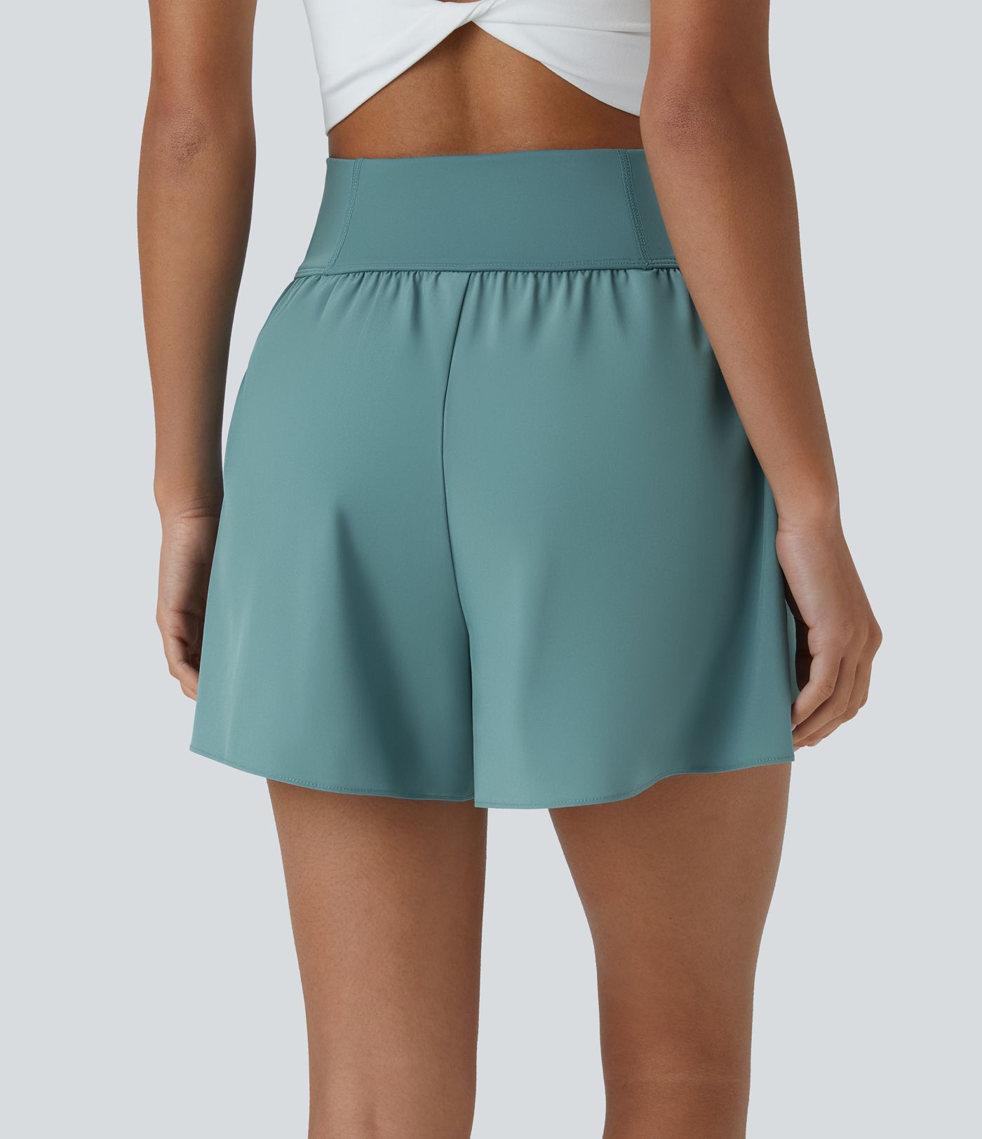 Breezeful™ High Waist Back Waistband Pocket Loose Fit Split Quick Dry Dance Shorts 3.5 Inch