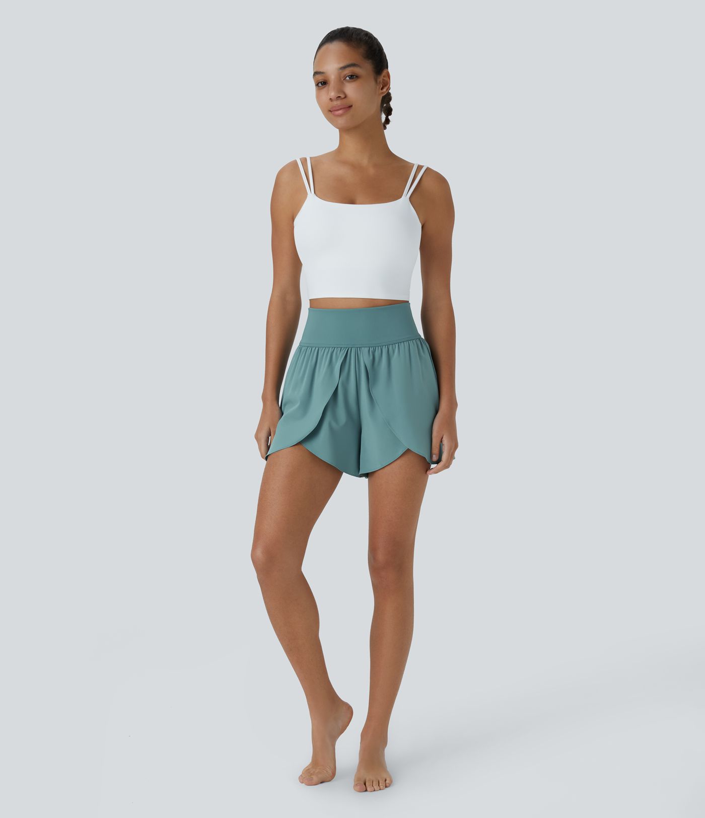 Breezeful™ High Waist Back Waistband Pocket Loose Fit Split Quick Dry Dance Shorts 3.5 Inch