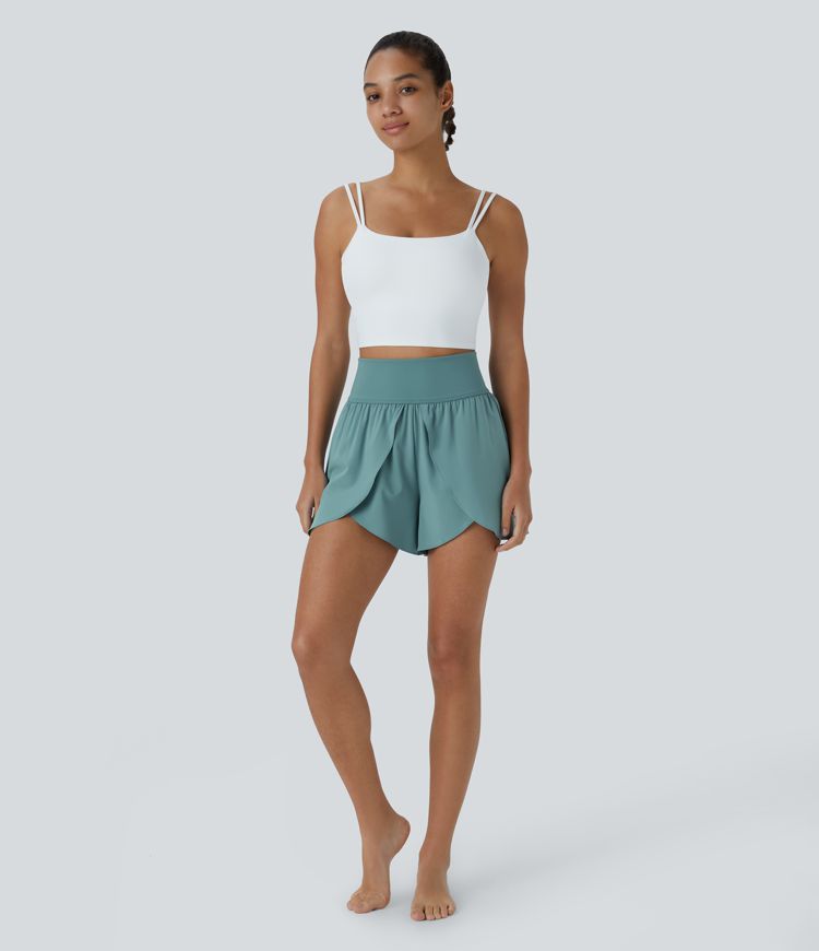 Breezeful™ High Waist Back Waistband Pocket Loose Fit Split Quick Dry Dance Shorts 3.5 Inch