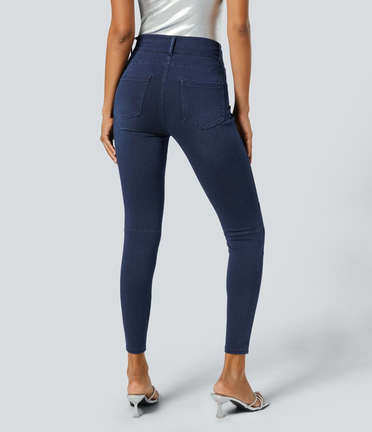 Halara Flex™ High Waist Multi Pocket 7/8 Stretch Knit Denim Casual Biker Leggings