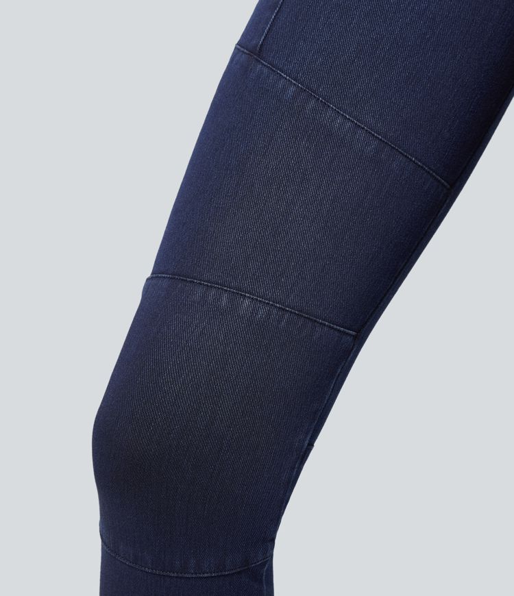 Halara Flex™ High Waist Multi Pocket 7/8 Stretch Knit Denim Casual Biker Leggings