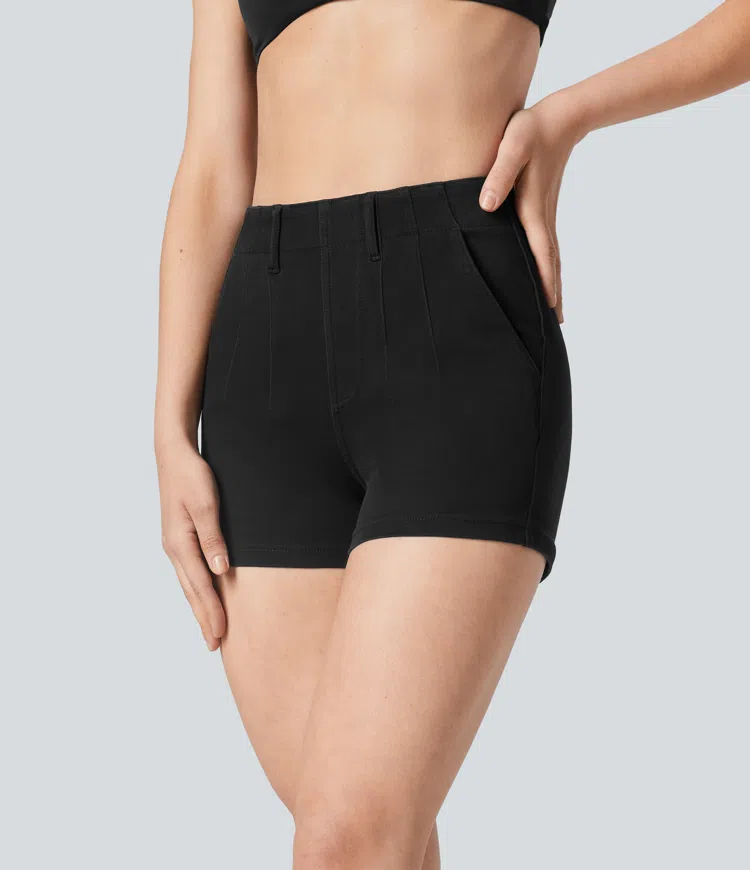 Halara Flex™ Mid Rise Side Pocket Stretch Knit Denim Casual Shorts