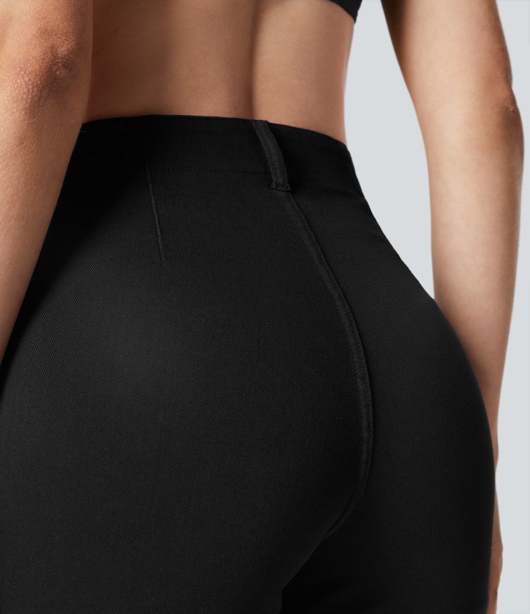 Halara Flex™ Mid-Rise Side Pocket Stretch Knit Denim Casual Shorts 3-Inch