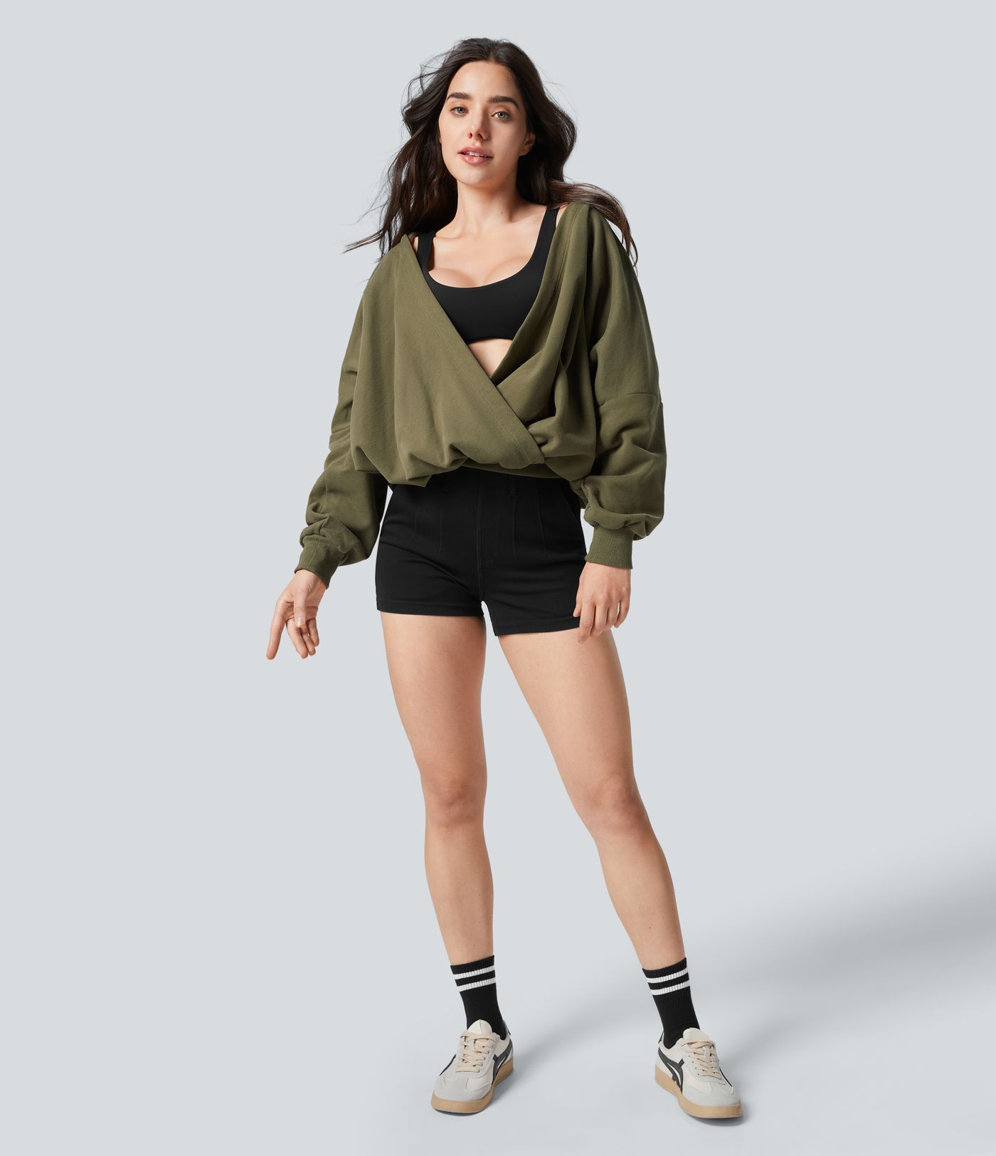 Halara Flex™ Mid Rise Pocket Denim Casual Shorts 3''