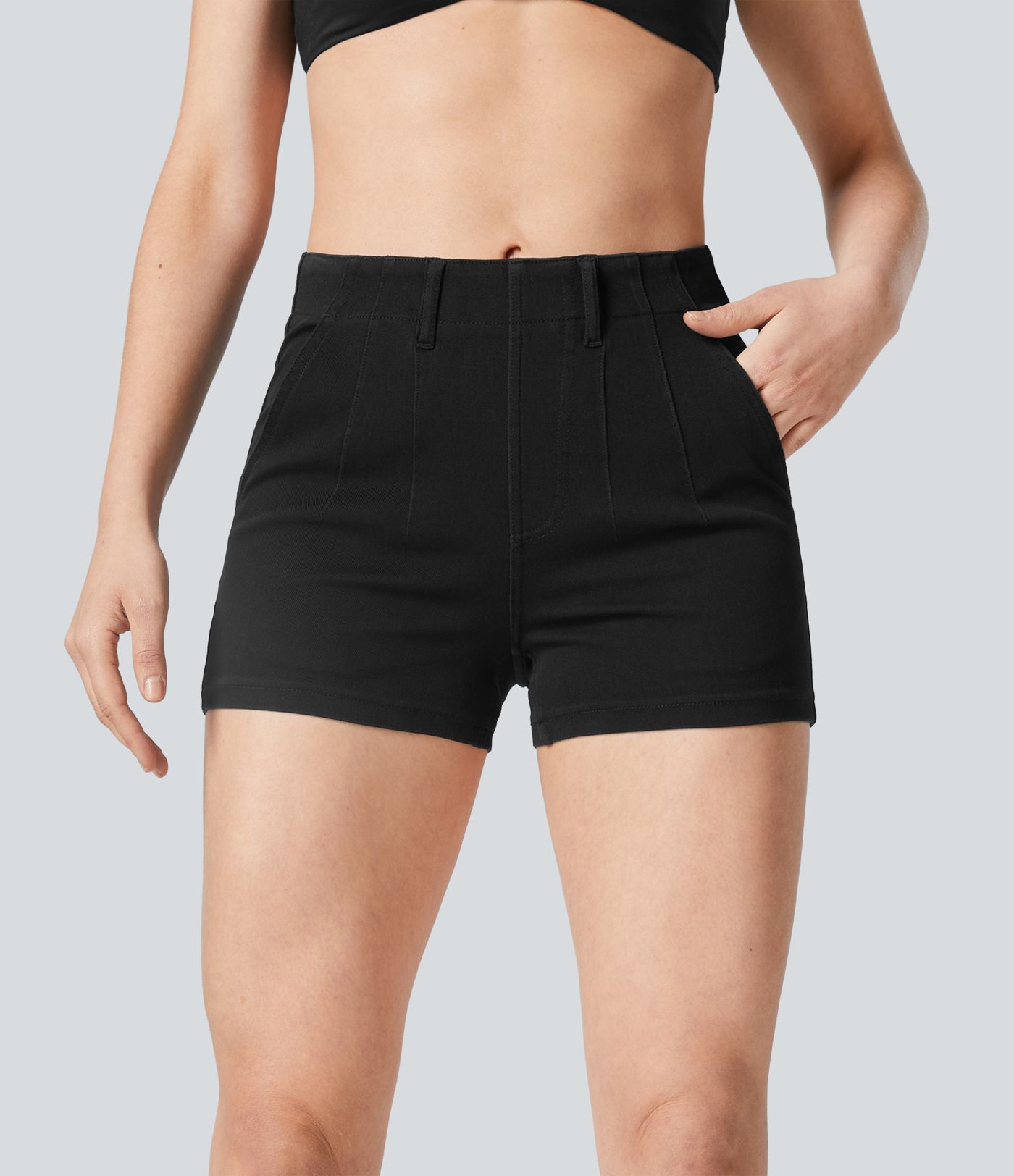 Halara Flex™ Mid Rise Pocket Denim Casual Shorts 3''