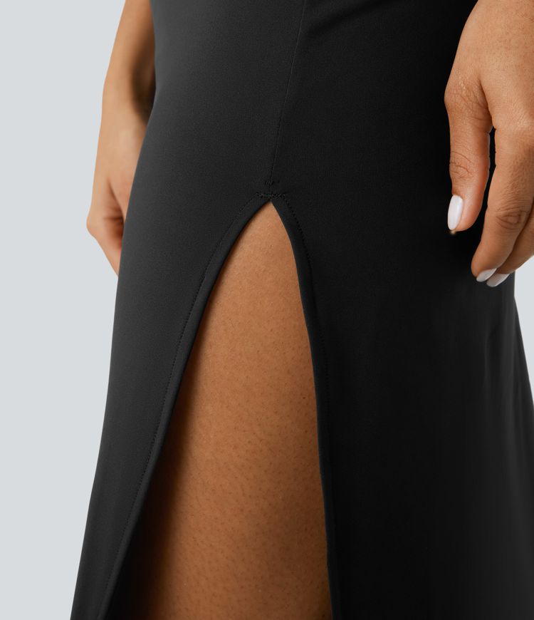 Contrast Lace Hem Midi Casual Slip Dress