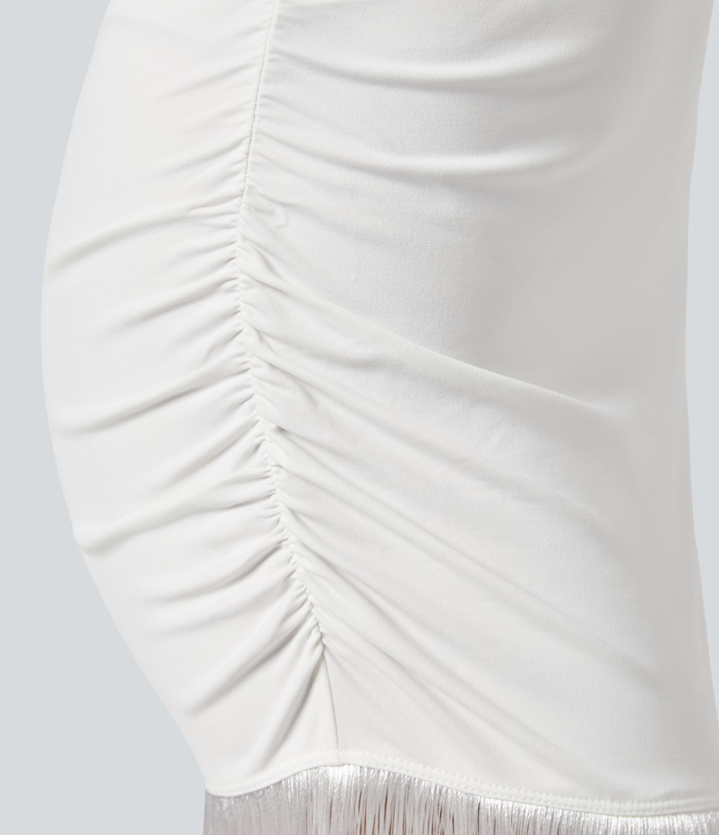 Round neck sleeveless pleated fringe bodycon midi vacation look dress