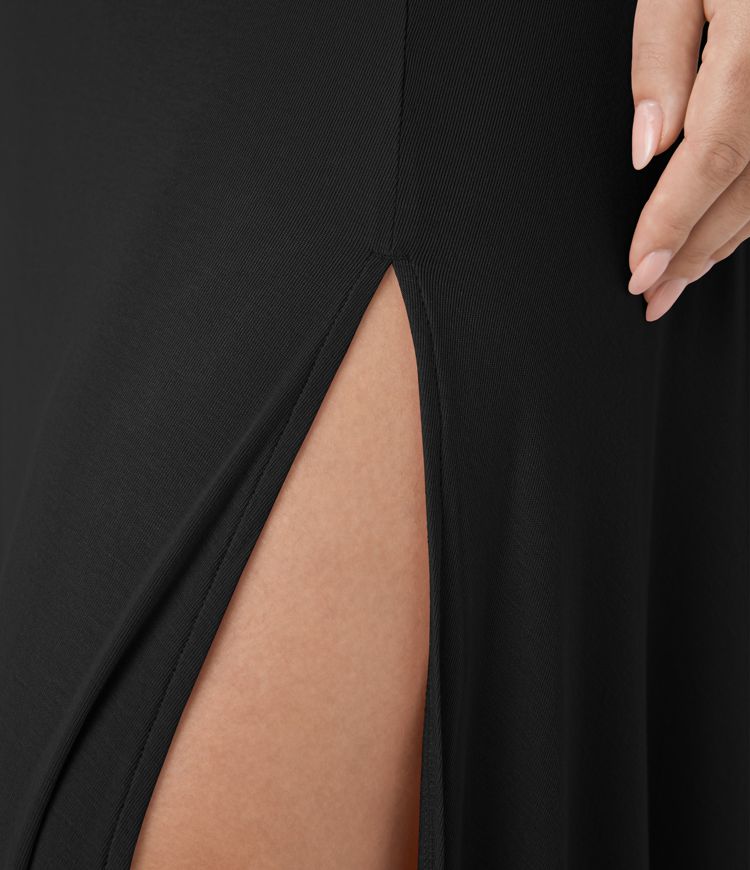 Ribbed Cowl Neck Lace Up Midi Plus Size Dress