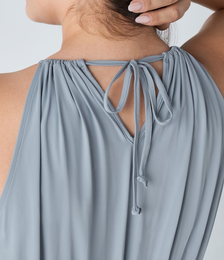 Sleeveless Tie Back Belted Pocket Cut Out Cool Touch Plus Size Jumpsuit-UPF50+