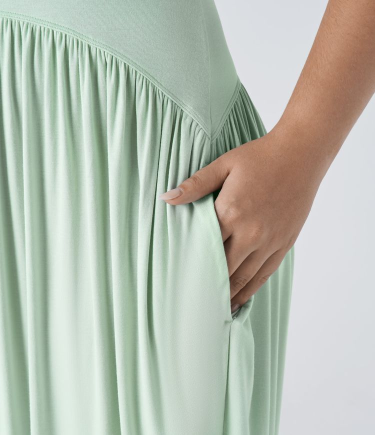 Ribbed Tube Backless Side Pocket Casual Plus Size Jumpsuit