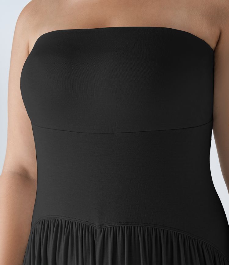 Ribbed Tube Backless Side Pocket Casual Plus Size Jumpsuit