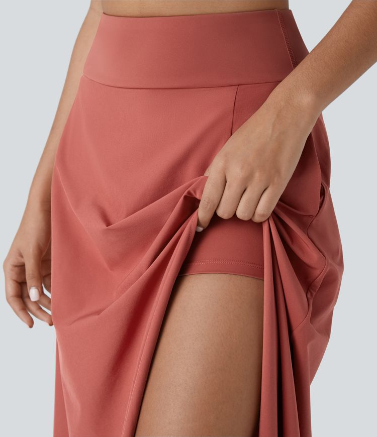 Breezeful™ Falda larga maxi secado rápido abertura 2 en 1 bolsillo lateral tiro alto