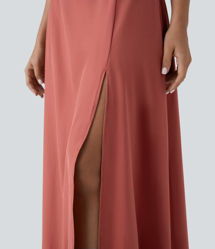 Breezeful™ Falda larga maxi secado rápido abertura 2 en 1 bolsillo lateral tiro alto