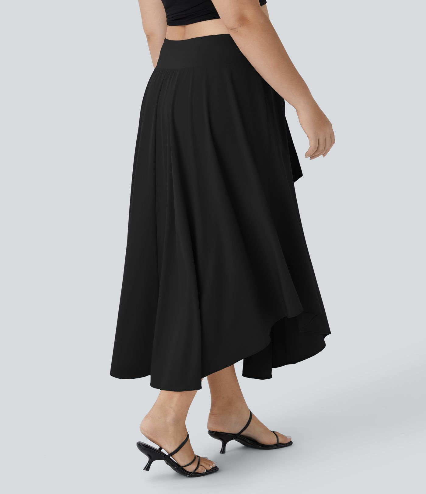 Breezeful™ Plus Size 2-in-1 Midi Skirt with High Waist, Side Slit and Curved Hem, Quick-Drying