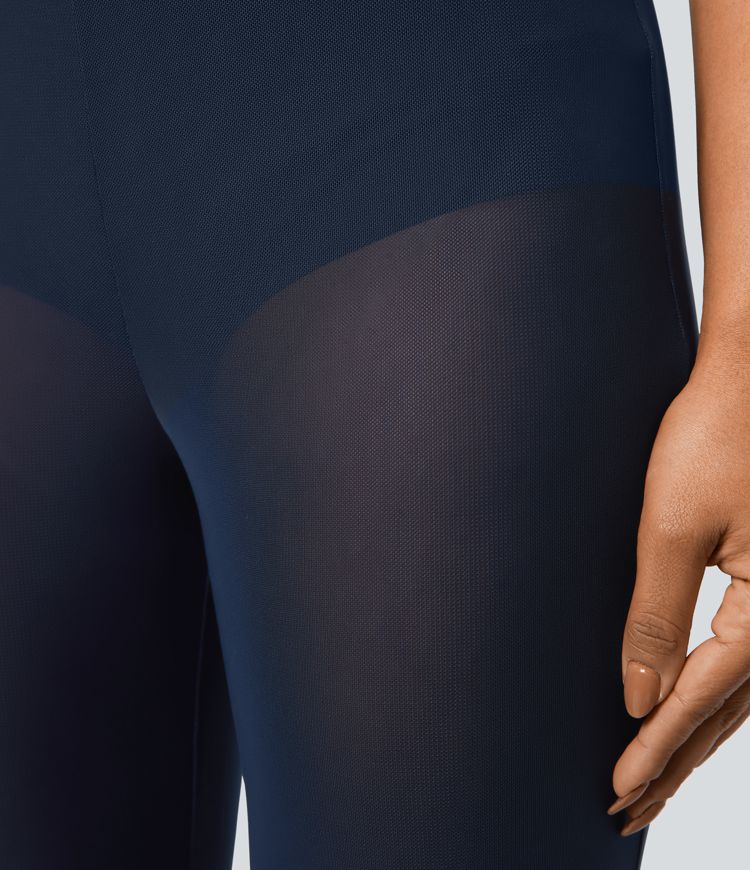 Pantalón acampanado baile malla transparente 2 en 1 tiro alto