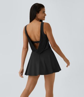 Draped G-Hook 2-in-1 Pocket Mini Dance Active Dress
