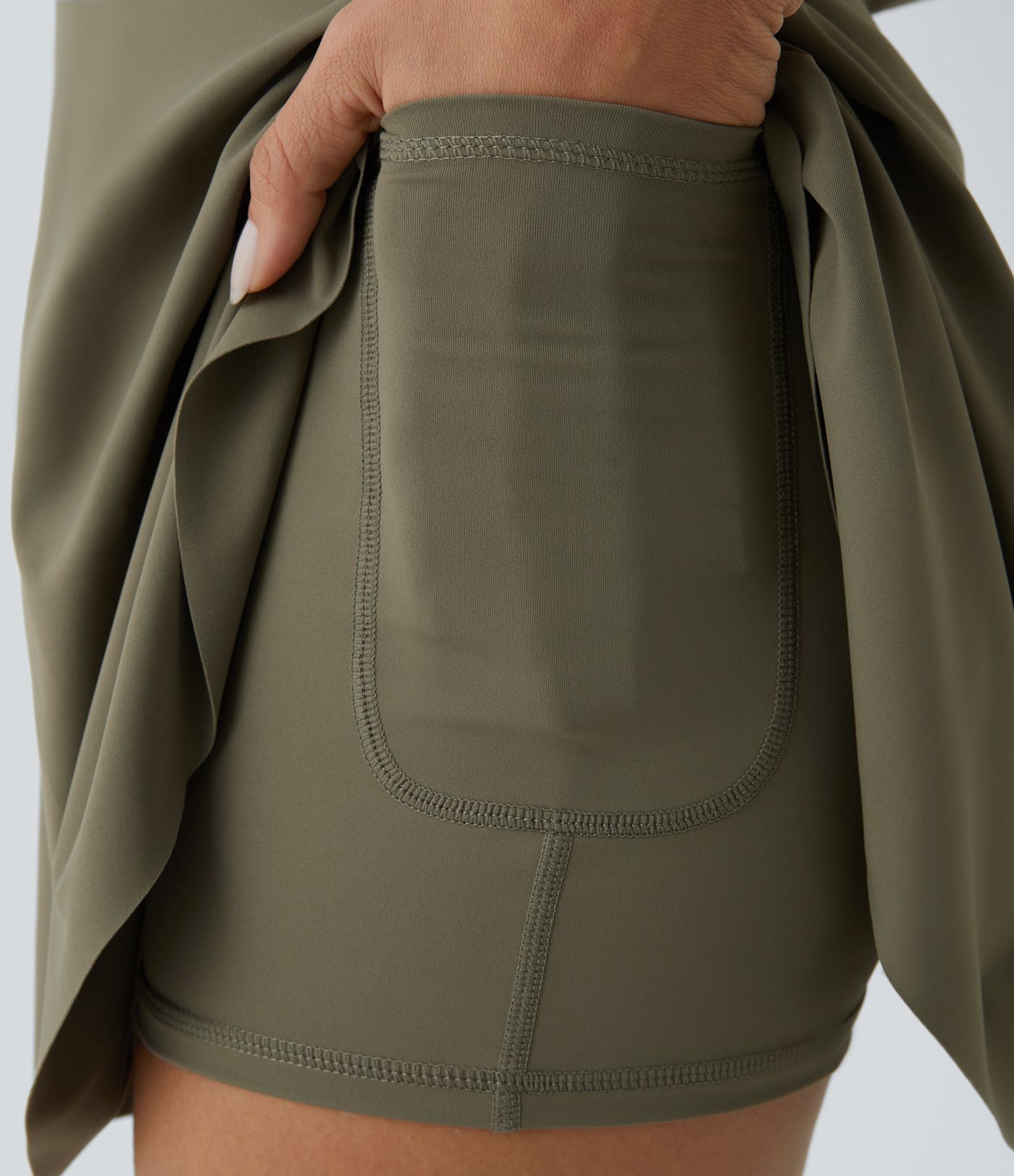 Draped Backless G-Hook 2-in-1 Side Pocket Mini Dance Active Dress