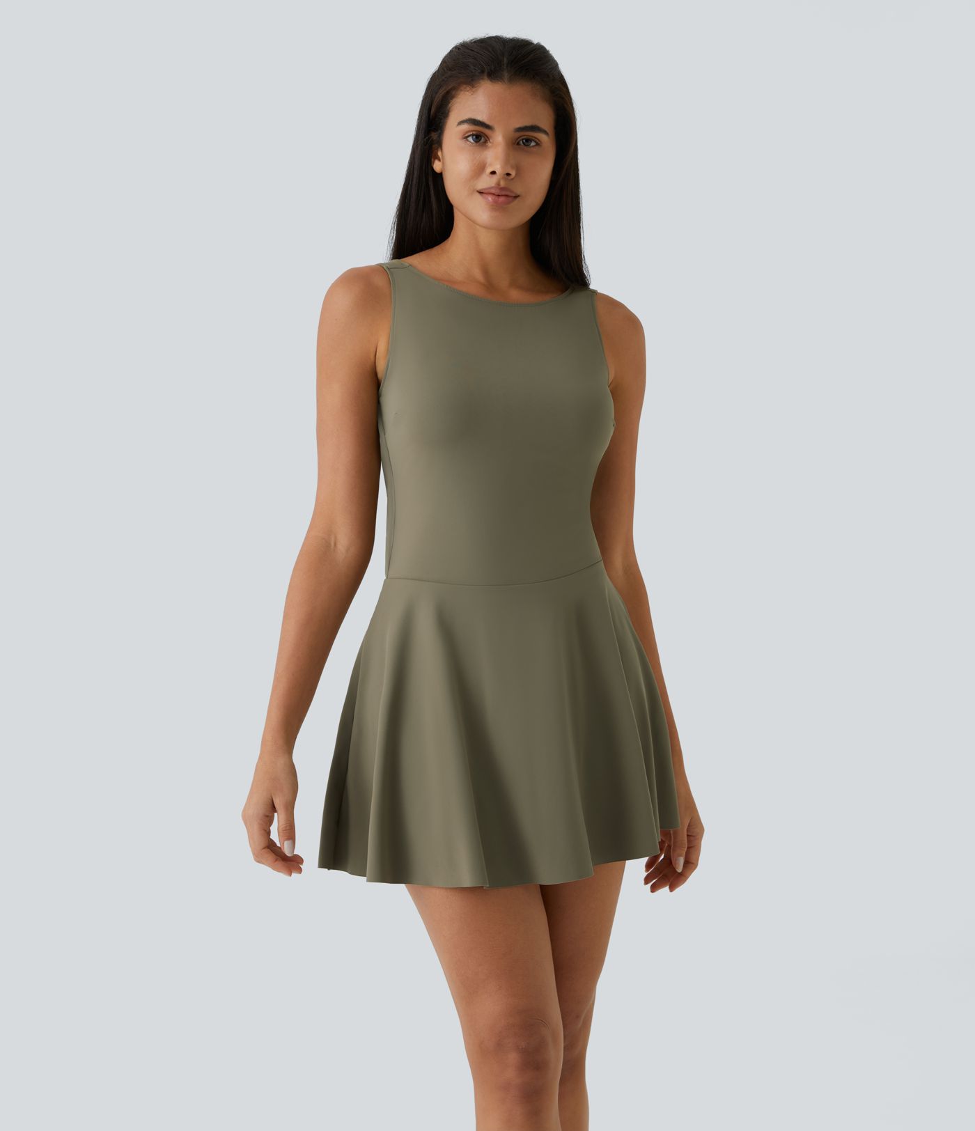 Draped Backless G-Hook 2-in-1 Side Pocket Mini Dance Active Dress