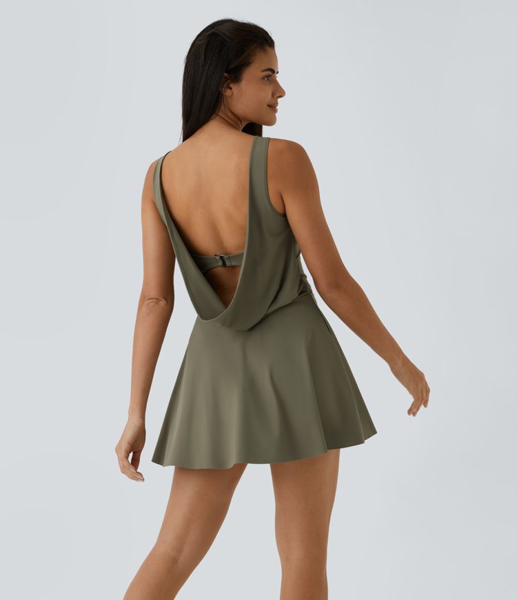 Draped G-Hook 2-in-1 Pocket Mini Dance Active Dress