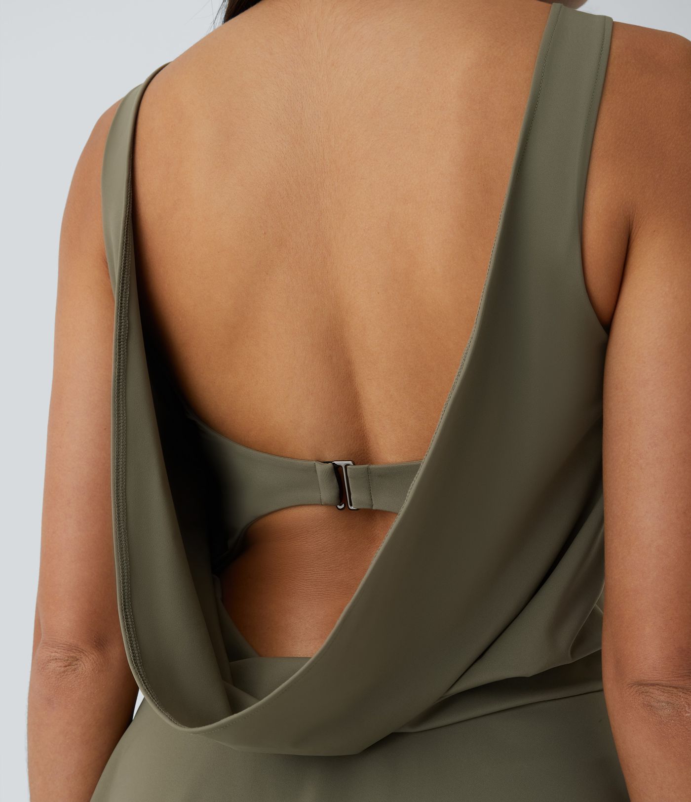 Draped Backless G-Hook 2-in-1 Side Pocket Mini Dance Active Dress